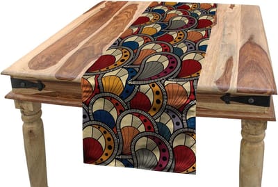 ABAKUHAUS Afrikaanse tafelloper, abstracte paisleymotieven, eetkamerkeuken rechthoekige decoratieve tafelloper, 40 x 225 cm, meerkleurig