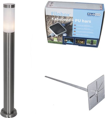 Qazqa moderne sokkellamp, padverlichting, buitenlamp voor in de tuin - Rox - zilver, max. 20W, geschikt voor led, 80cm, IP44