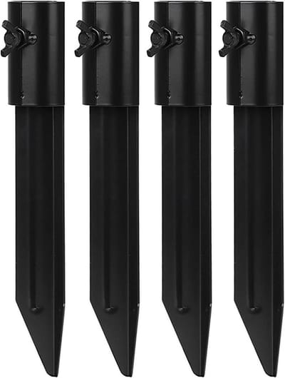 Tuin Stakes - Fakkels Houder - Buitenverlichting Stabiliseren - Verstelbare Schroef - 4 Stuks - Zwart