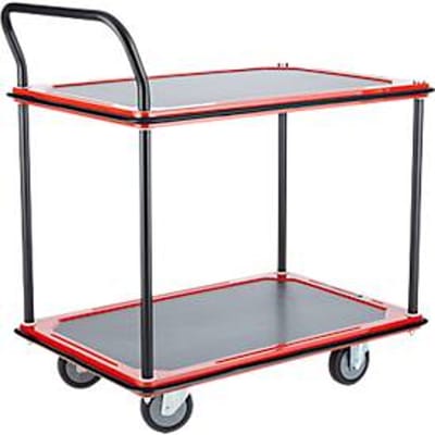Etagewagen 120SB - 2 etages -  staal - B 615 x D 880/965 x H 1000 mm -  tot 370 kg - zwart/rood - ons merk Schaefer Shop Select