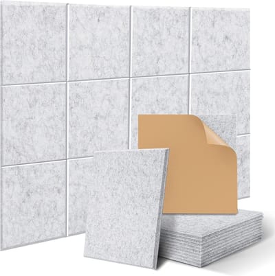 Famanu – Akoestische panelen, zelfklevend, vierkant, 12 stuks, geluidsisolatie, 30 x 30 x 1 cm, voor muur, plafond en deur