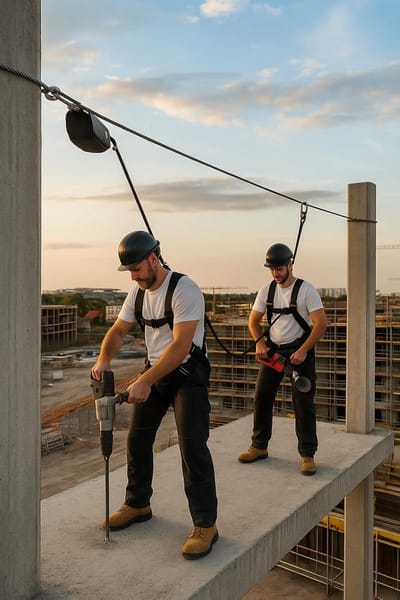 Kabelbescherming Tijdelijk - Valbeveiliging - Veilig Werken - Voor 2 Personen - 2-20 Meter - Zwart