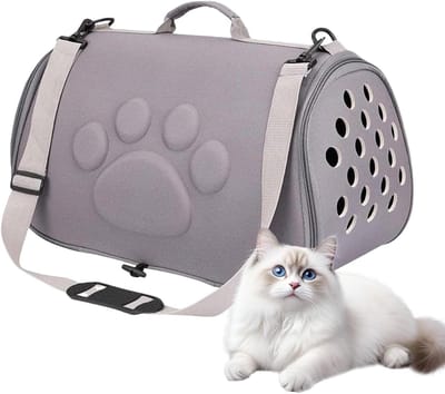 Draagbare Huisdier Tas - Reis Carrier - Dieren Vervoeren - Compact Opvouwbaar - 43x27x9 cm - Grijs