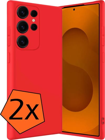 Hoes - 2 Stuks - Geschikt voor Samsung Galaxy S25 Ultra - Sterk & Shockproof - Case Siliconen - Back Cover - Telefoon Hoes - Rood