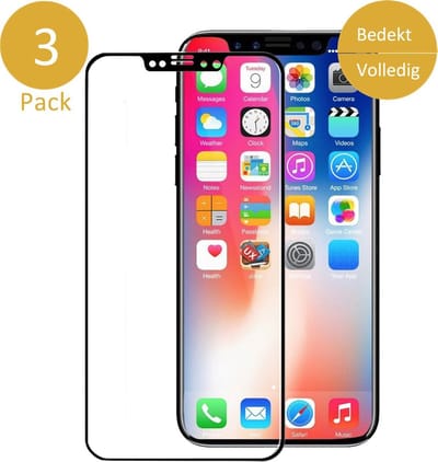 3x Screenprotector Gehard Glas geschikt voor Apple iPhone Xs / X - Volledig Beeld Dekkend Tempered Glass Screen Protector Zwart van iCall
