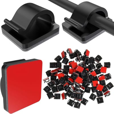 Famanu – Kabelclips set van 100 stuks - zelfklevende draadclips voor kabelbeheer en kerstverlichting - geschikt voor muur en bureau - zwart