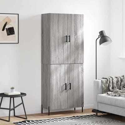 vidaXL - Hoge - kast - 69,5x34x180 - cm - bewerkt - hout - grijs - sonoma - eikenkleurig