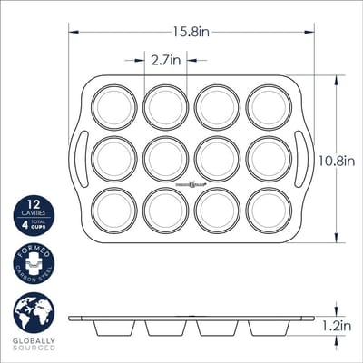 Muffin Pan met PFOA-vrije anti-aanbaklaag - Ideaal voor Cupcakes en Muffins