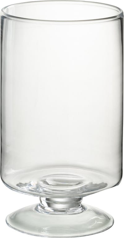 J-Line windlicht Op Voet Rond - glas - transparant - small - 2 stuks