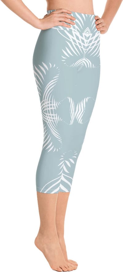 Sportlegging - Capri 3/4 - design Proud Pattern - High Waist - Dry Fit - High Performance - 4way stretch- unieke print - UPF 50+ - Hardloop - Yoga - Fitness - Dans  - Pilates - Training - sportbroek – mintgroen wit - maat S