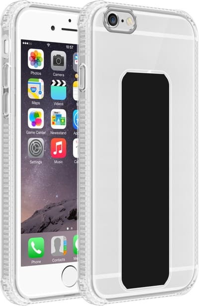 Cadorabo Hoesje geschikt voor Apple iPhone 6 / 6S in ZWART - Beschermhoes gemaakt van flexibel TPU silicone Cover Case met houder en standfunctie