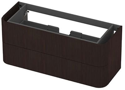 INK - Afgeronde Onderkast Fineer 2 Laden Softclose met Gefreesd Front Tbv Grepen - 1200x450x520 Mm - Dark Veneer
