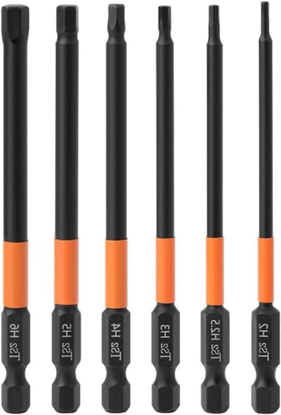 Set van 6 stuks 100mm hexagonale schroevendraaiers H1.5-H6 met magnetische bits voor elektrische gereedschappen en precisiewerk