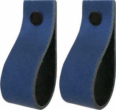 2x Leren handgrepen 'de lus' XS - BLAUW (12,6 x 2,5 cm) - incl. 3 kleuren schroefjes (handgreepjes - leren grepen - greepjes - leren lusjes)