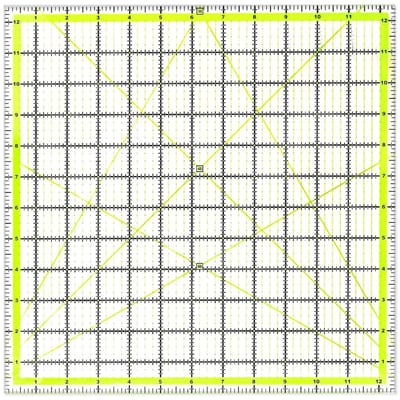 Quiltliniaal Vierkant - Stof Snijden - Precisie Naaien - Dubbelzijdige Markeringen - 31.8 x 31.8 cm - Groen