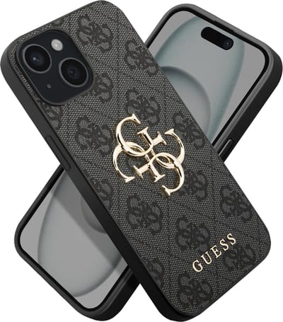 Guess 4G Metal Logo Back Case - Geschikt voor Apple iPhone 15 Plus (6.7") - Grijs