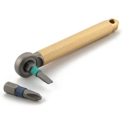 Tournevis Modulaire Magnétique Manuel avec Embouts de Tournevis Plat et Cruciforme Remplaçables brass handle type multicolore