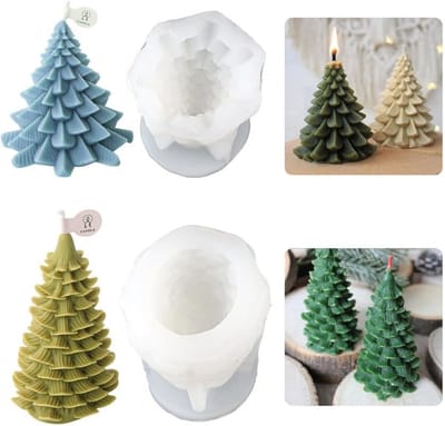 Kerstboom Kaarsmal Set 2 Delen voor Geurkaarsen en Zeep