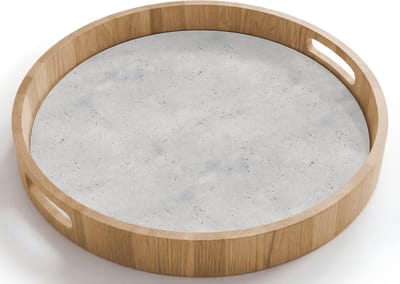 Dienblad rond 40x40 cm - Schootdienblad hout - Grijs - Beton - Neutraal - Borrelplank rechthoek - Plateau houten dienbladen