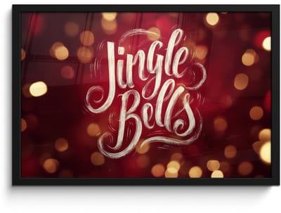Poster in lijst - Fotolijst 60x40 cm - Posters - Jingle - Bells - Kerst - Rood - Posterlijst zwart - Decoratie - Wanddecoratie woonkamer - Muurdecoratie slaapkamer - Kerstversiering - Kerstdecoratie voor binnen - Kerstmis
