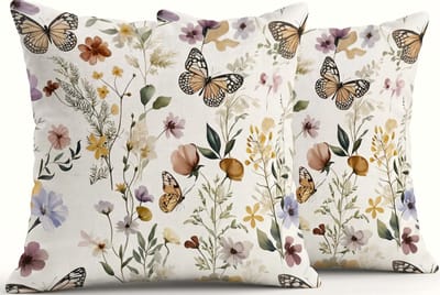 Set van 2 kussenslopen voor buiten, 45 x 45 cm, weerbestendig, modern bloemenpatroon, decoratieve kussenslopen, voor tuin, bank, woonkamer, slaapkamer, dubbelzijdig patroon