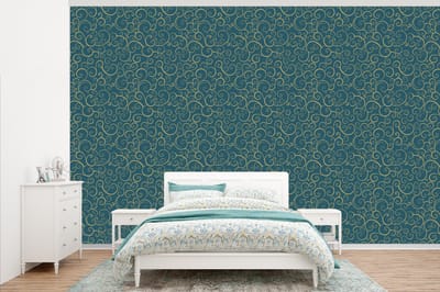 Behang - Fotobehang Patroon - Golven - Spiraal - Breedte 345 cm x hoogte 220 cm