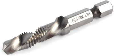 Taper Boor en Taps, Hexagonale Schacht Boorbits voor Boren, Tappen en Snijden van Zacht Metaal, Aluminium en IJzer (M8 x 1.25)