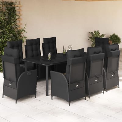 vidaXL - 9-delige - Tuinset - poly - rattan - zwart