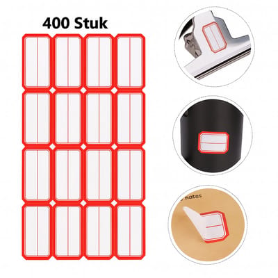 Set Van 400 Etiketstickers I Vriezer & Voedselopslag Labels I Voor Voedselcontainers I Perfect Voor Keukenorganisatie I Rood/Wit