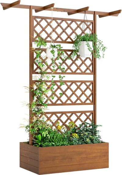 Outsunny Multifunctionele tuinbak-Sparrenhout-160L x 55B x 183H cm-Oranje