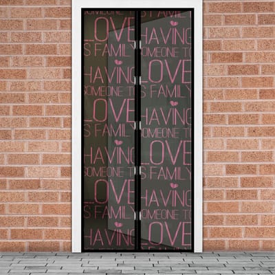 Magnetisch Deurgordijn Tegen Insecten – Vliegengordijn / Hordeur - Hor met Magneten – Love Tekst – 100 x 210 cm – Zelfsluitend – Met Klittenband – Wasbaar en UV-Bestendig – Voor Deur en Balkon [11398M]