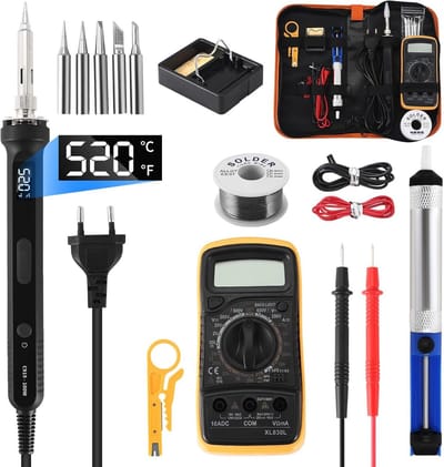 Complete Soldeerboutset 100W met Instelbare Temperatuur en Digitale Multimeter