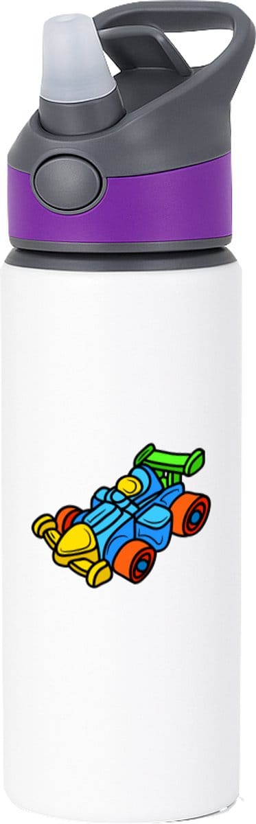 Hacebo® - Racewagen waterfles met rietje paars - Auto - Autosport liefhebbers - Voertuig - speelgoed auto's - water fles - 650ML