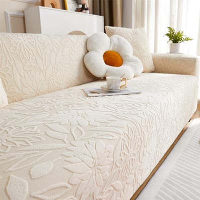1 st Camellia Jacquard Elastische Bankhoes, Antislip Bankhoes, Bankhoes Vier Seizoenen Universele Meubelbeschermer Decor 3 Seater