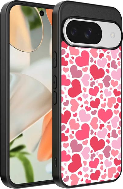 Geschikt voor Google Pixel 9 Telefoonhoesje met Hartjes Print - Hearts Design TPU Backcover Case - Kinder Hoesje met Hartjes Design - Smartphonica geschikt voor Google Pixel 9