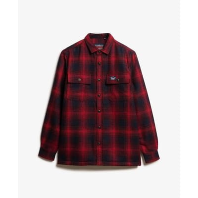 Superdry - Wollen geruit overshirt met fleece voering - Heren - Lange mouwen shirts