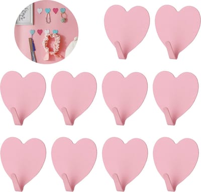 Consumerce® Zelfklevende Hartvormige Ophanghaakjes – 10 Stuks – Roze – Haakjes Zelfklevend – Ophang Handdoekhaak – Handdoekhaakjes – Handdoek Hangers – Ophanghaken – Plakhaakjes – Plak Haak - Haken