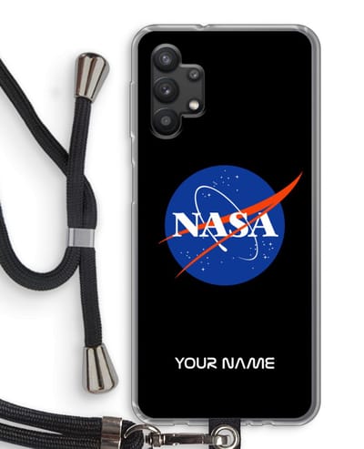 Gepersonaliseerd - Case Company® - Hoesje met koord geschikt voor Samsung Galaxy A32 5G hoesje met Koord - NASA - Telefoonhoesje met Zwart Koord - Bescherming aan alle Kanten en Over de Schermrand