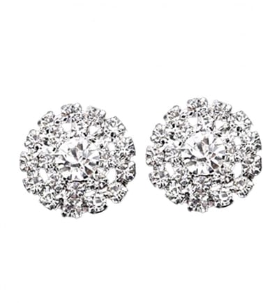 Clip Oorbellen - Lauren- 2 cm strass zilverkleur