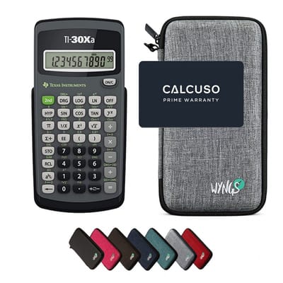 TI-30Xa incl. WYNGS Beschermhoes Lichtgrijs - Wetenschappelijke Rekenmachine - Basis Pakket