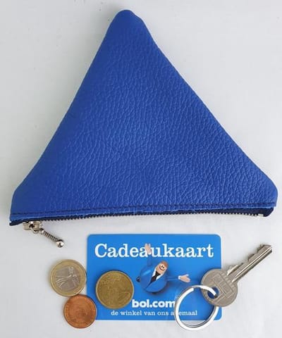 Toetie & Zo Handgemaakt Leren Sleutelmapje Blauw, sleutelzakje, sleutelhouder, sleutelhoesje, kleingeldmapje, OV hoesje, portemonnee, leder
