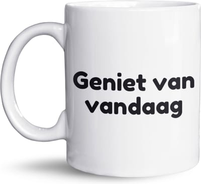 NietMokken.nl - Grappige mok - Geniet van vandaag, Morgen wordt nog veel erger - Leuk als cadeau - Aan beide zijden bedrukt - Vaatwasser- en magnetronbestendig - 325ml keramische tas