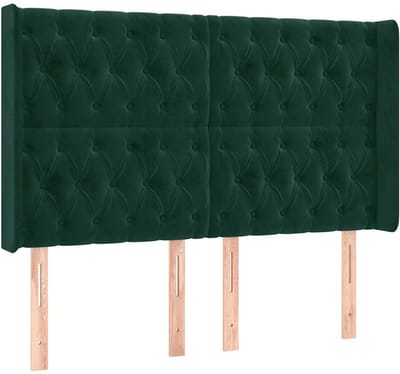 vidaXL - Hoofdbord - met - randen - 163x16x118/128 - cm - fluweel - donkergroen