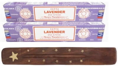 Satya Wierook stokjes in Lavendel geur - pak van 24x stokjes - 25cm - met houder/plankje - huisgeuren