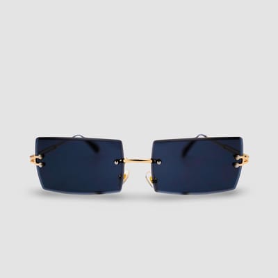 Montuurtjevoorjou - Rectangle Gold Black - Zonnebril - Heren - Dames - Festival Bril - Zwart