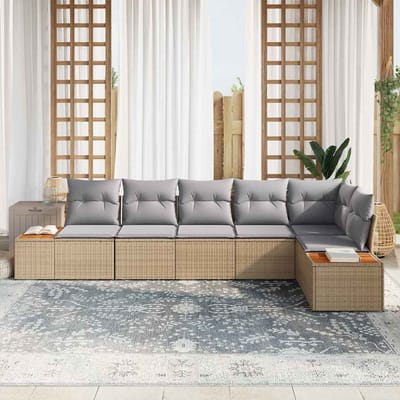 vidaXL - Tuinbank - Set - 6 - st - 6-Aantal - zitplaatsen - Beige - en - Lichtgrijs