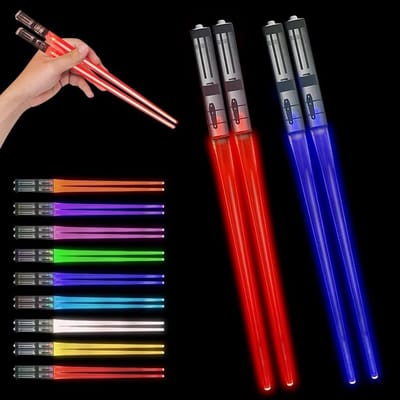 Kleurveranderende LED Eetstokjes voor Sushi en Diner, 2 Stuks Luminous Lichtgevende Eetstokjes voor Feestjes en Speciale Gelegenheden