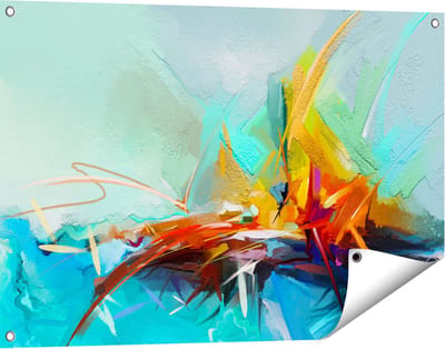 Gards Tuinposter Abstracte Kunst - Kampvuur - 90x60 cm - Tuindoek - Tuindecoratie - Wanddecoratie buiten - Tuinschilderij