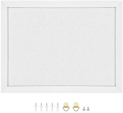 Dailygoods - Okydoky 28 x 37 x 2 cm wit prikbord met houten frame, memoboards, vilten prikbord met spelden voor doe-het-zelf decoratie, viltbord voor keuken en kantoor, school en huis (WH, 1 stuk). DE