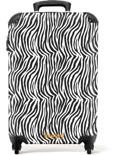 NoBoringSuitcases.com - Koffer - Zwart wit zebrapatroon met golvende strepen - Past binnen 55x40x20 cm en 55x35x25 cm - Trolley handbagage - Valiezen met wieltjes volwassenen - Reiskoffer op wielen - Rolkoffer lichtgewicht